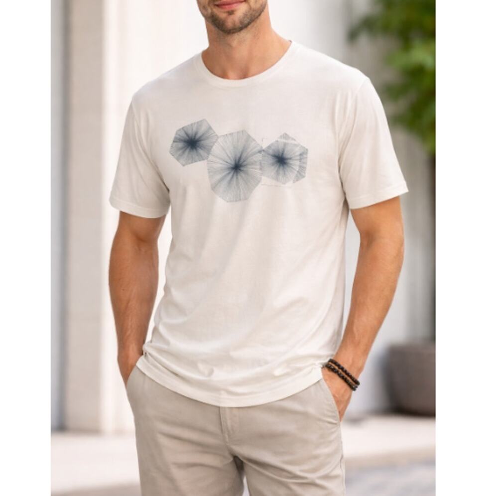 New AG Adriano Goldschmied Men's Cream Short Sleeve Oversized T-Shirt Size M
